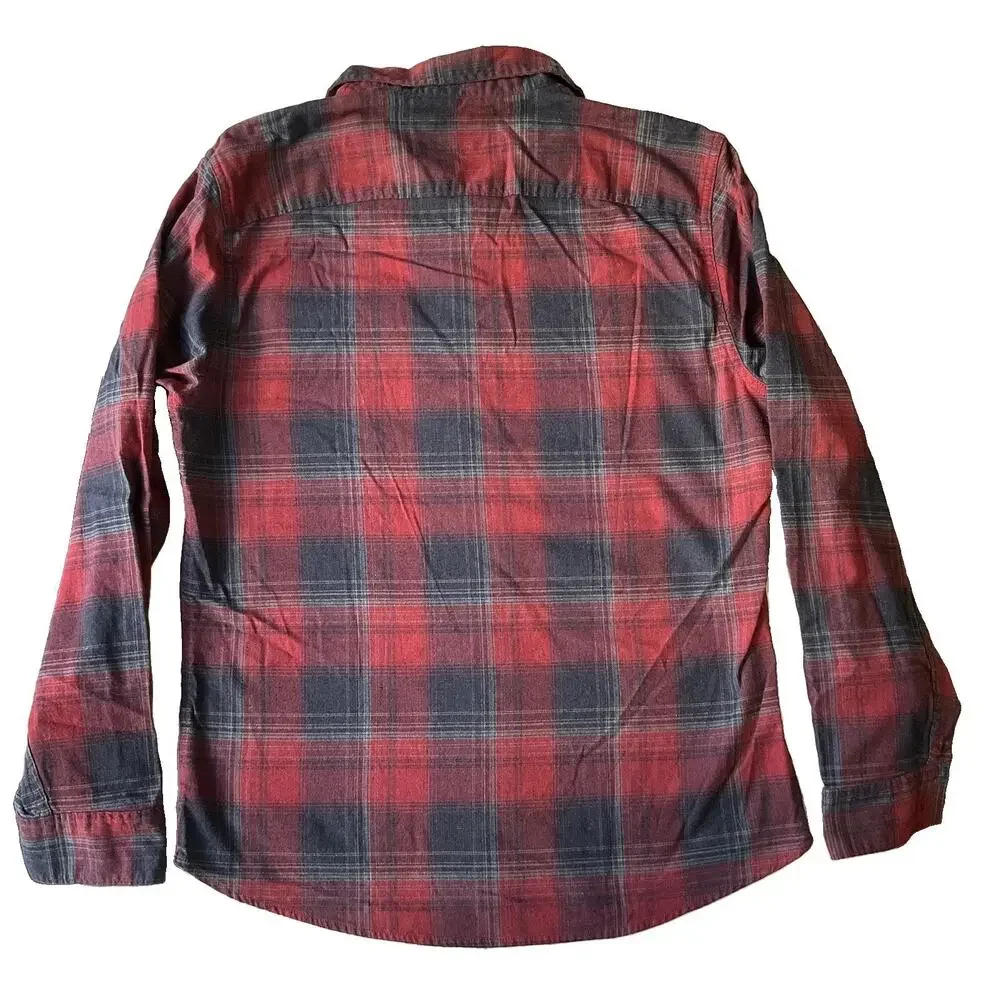 Wrangler Men Button Up Shirt M Red Plaid Flannel Western Long Sleeve